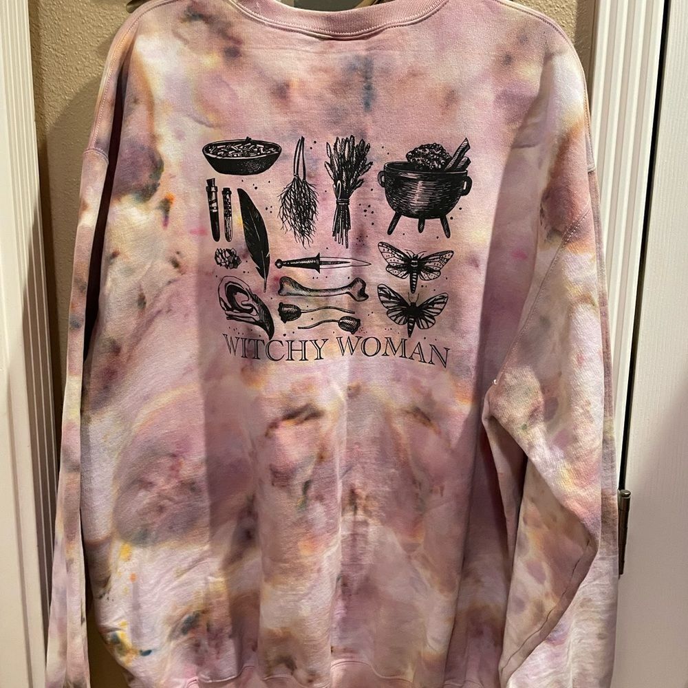 Witchy Woman Custom Tie Dyed Womens Plus Size Sweatshirt Port Authority 2X